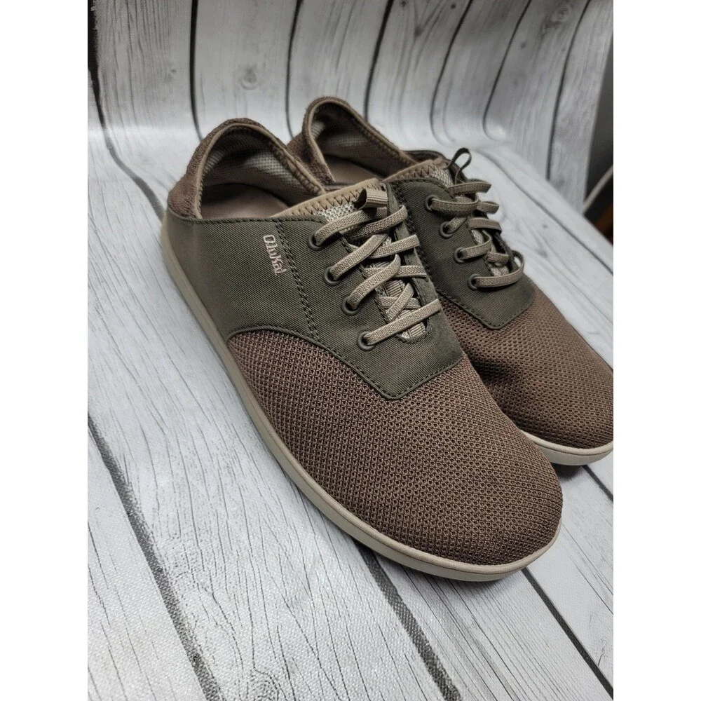 OluKai NOHEA MOKU Men's 9.5 Mesh Comfort Sneakers Boat Shoes Brown Mustang Husk